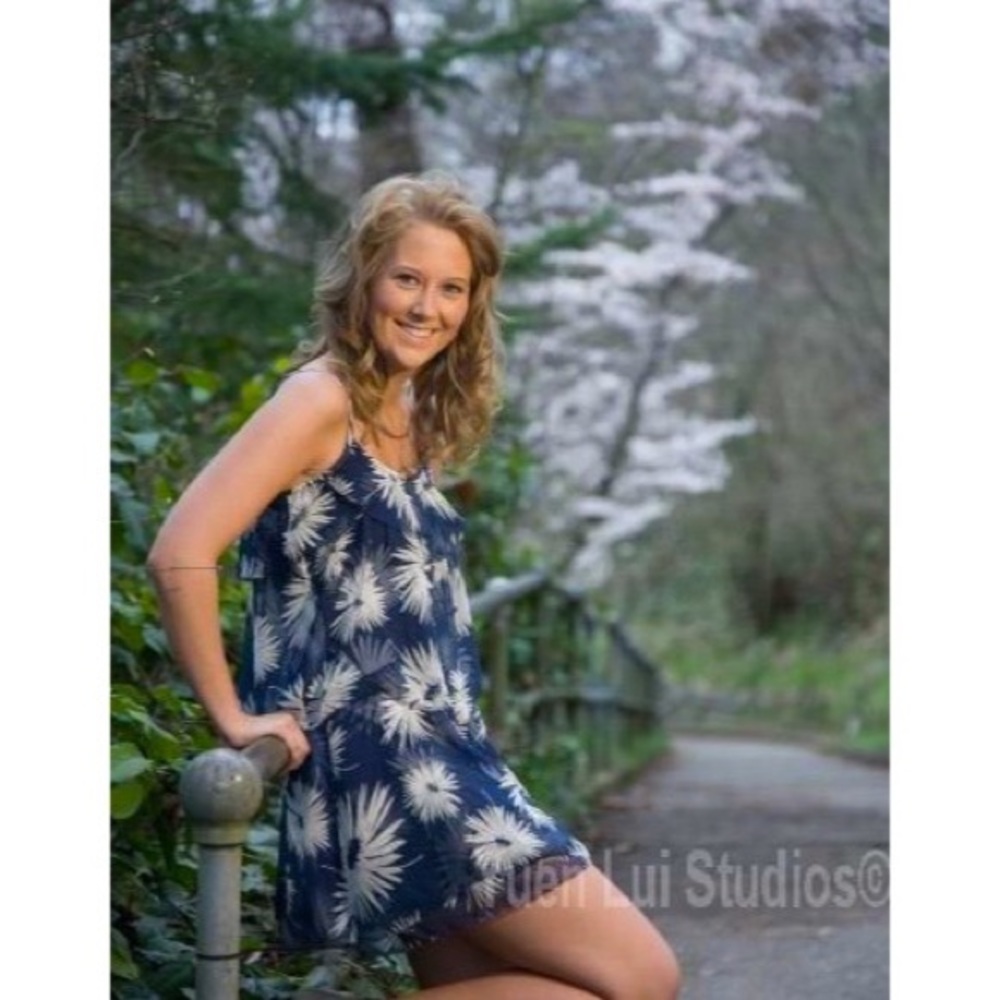 Juicy Couture Blue Floral Ruffle Silk Dress