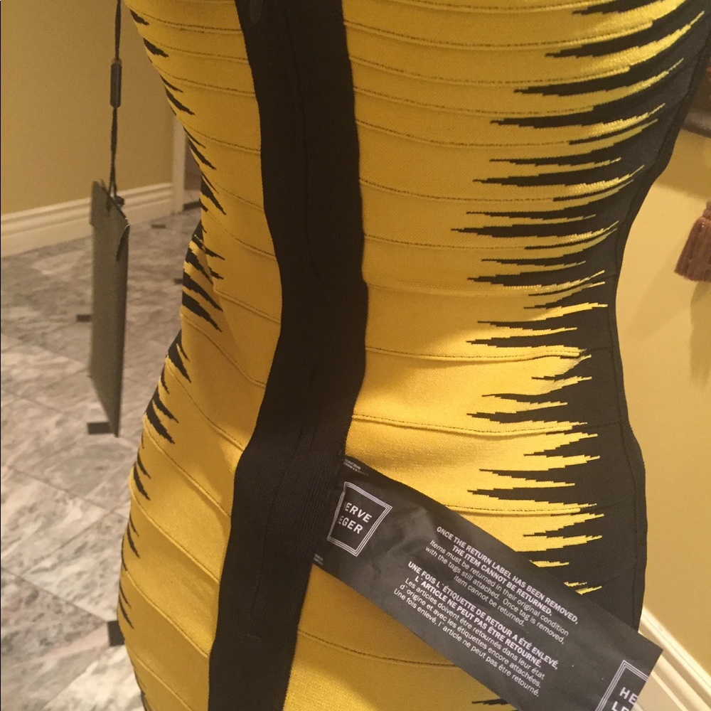 Herve leger black and yollow dress