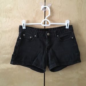 Black denim shorts