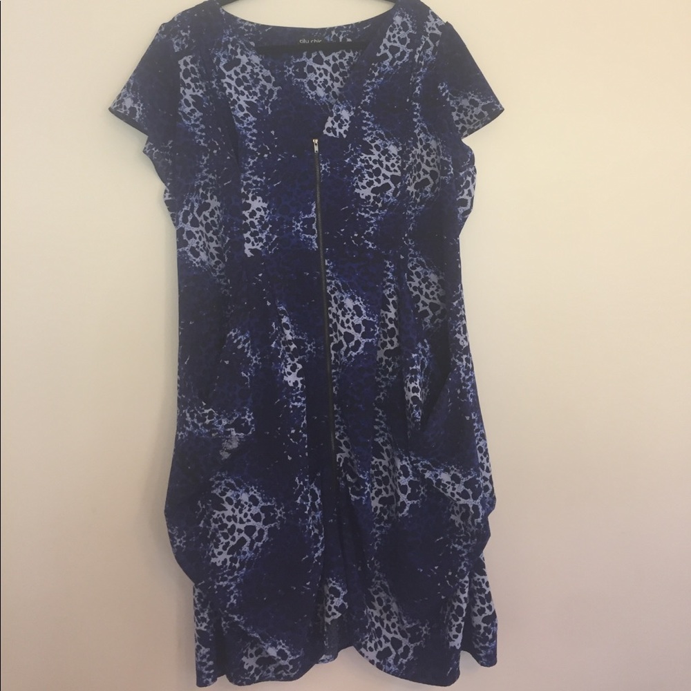 City chic blue leopard print tunic