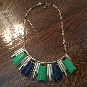 Gold, green, blue necklace