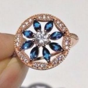 Solid Silver Rose Gold Swarovski Crystal Ring