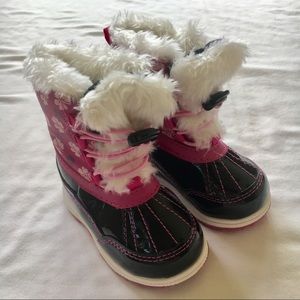 Pink & Black Baby Snow Rain Boots Size 6