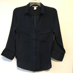 H&M Navy Polka Dot Blouse