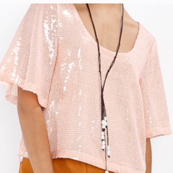 NWT Free People Night Fever Sequins Scoop Neck Top - Picture 2 of 7
