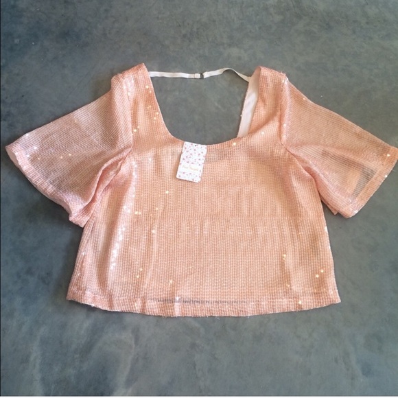NWT Free People Night Fever Sequins Scoop Neck Top - Picture 5 of 7