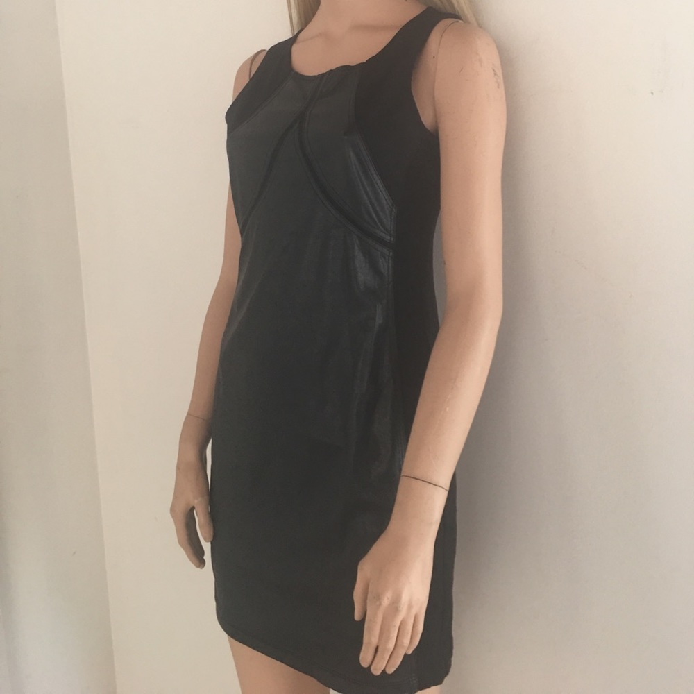 Sexy Sanctuary Blk Faux Leather & Spandex Dress