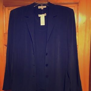 Royal Blue 100% Silk soft 2pc Blouse set NWT