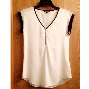 Express White & Black Blouse