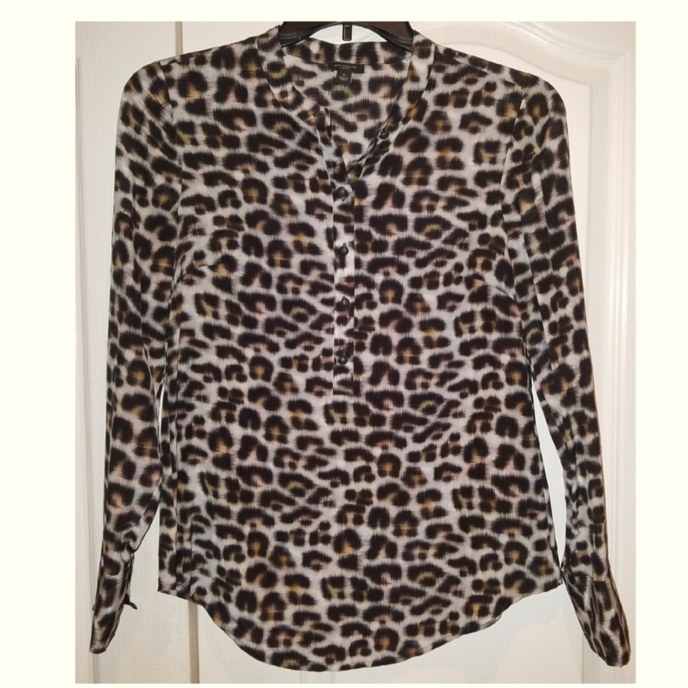 SOLD Ann Taylor 3/4 button front top Cheetah Print