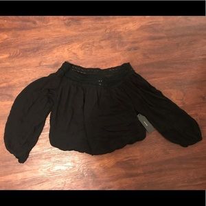 NWT Black Cropped off the Shoulder Top