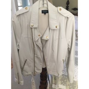 Topshop white faux leather jacket