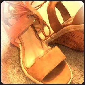 CLOSET CLEAR-OUT! Brown Wedge with cork heel