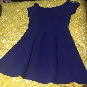 Blue skater off shoulder dress
