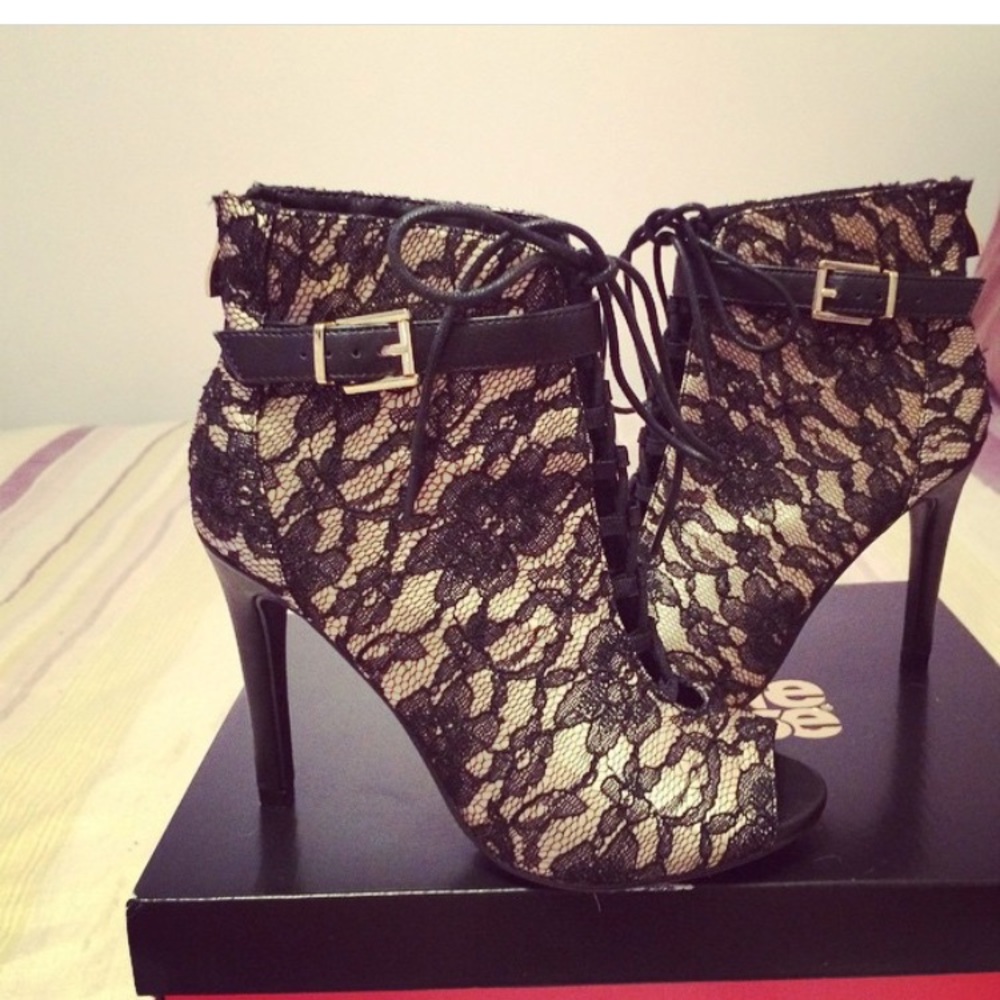 Laced up peep toe heels perfect for night out