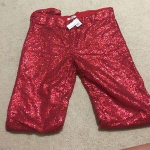 Red sequin leggings