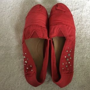 Size 10 Red Canvas Slip-On Faded Glory Shoes