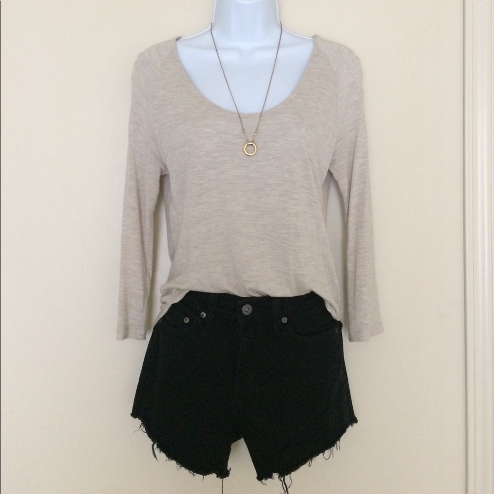 Madewell Anthem Scoop Tee, 3/4 Sleeve, in Oatmeal