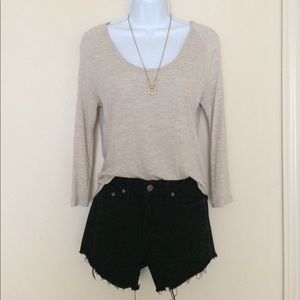 Madewell Anthem Scoop Tee, 3/4 Sleeve, in Oatmeal