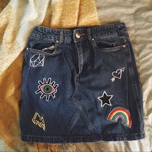Divided Patch High Waisted Denim Skirt