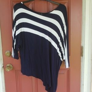 Navy blue and white stripe shirt