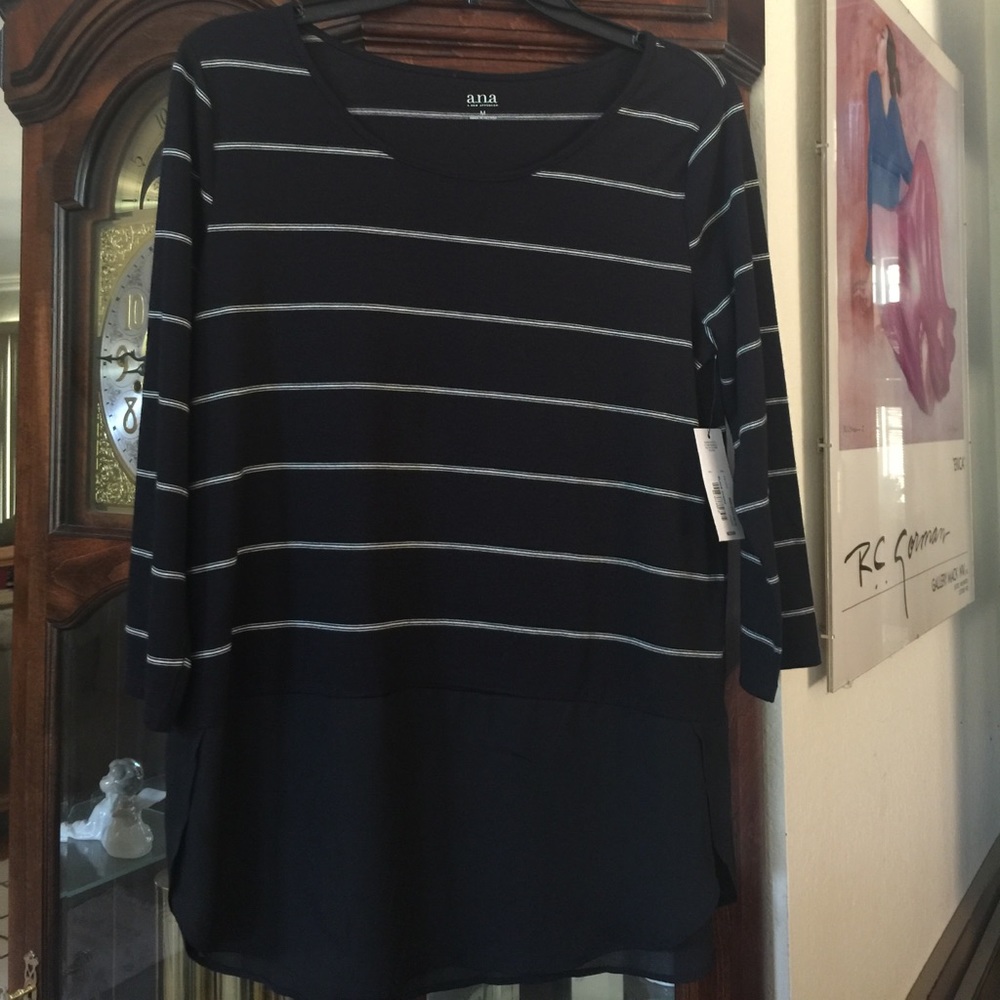 a.n.a black stripe long sleeves top NEW
