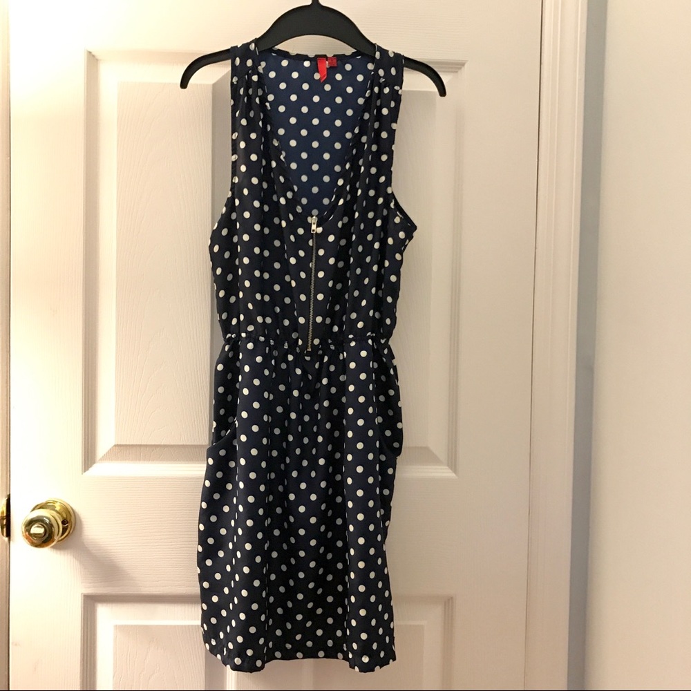 Cute navy polkadot mini dress