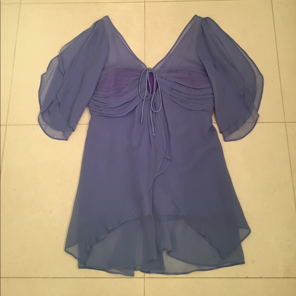 Foley Silk Ruched Batwing Sleeve Blouse