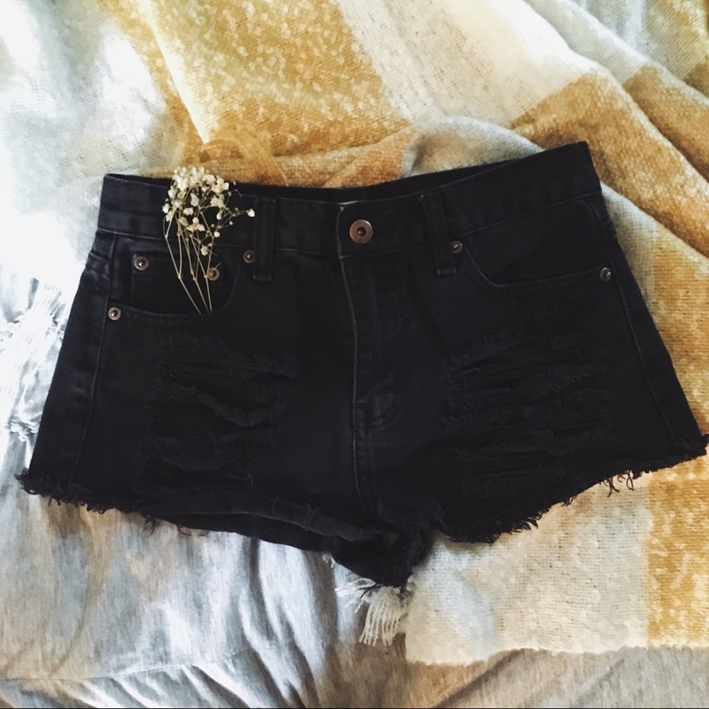 Black Forever 21 Ripped Shorts