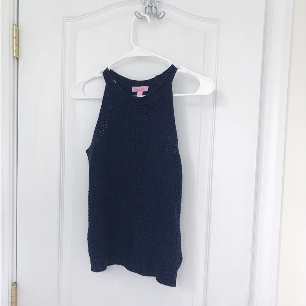 Lilly Pulitzer sleeveless sweater cotton navy XS
