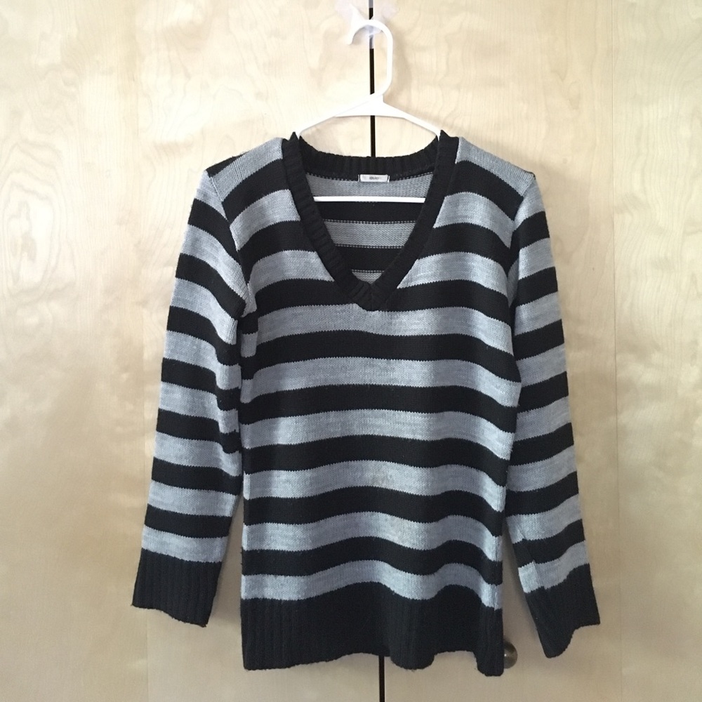 Black and gray striped sweater