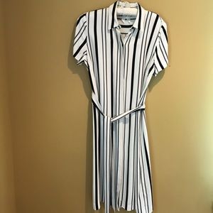 Banana Republic black stripe shirt dress