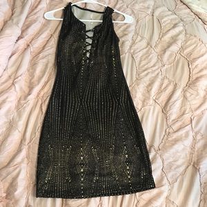 Black and gold bodycon dress