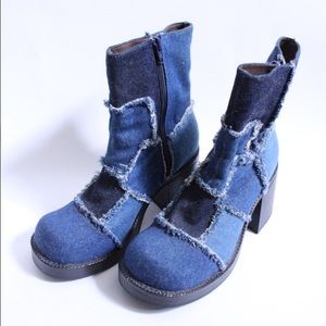 Denim Patchwork 90s Boots