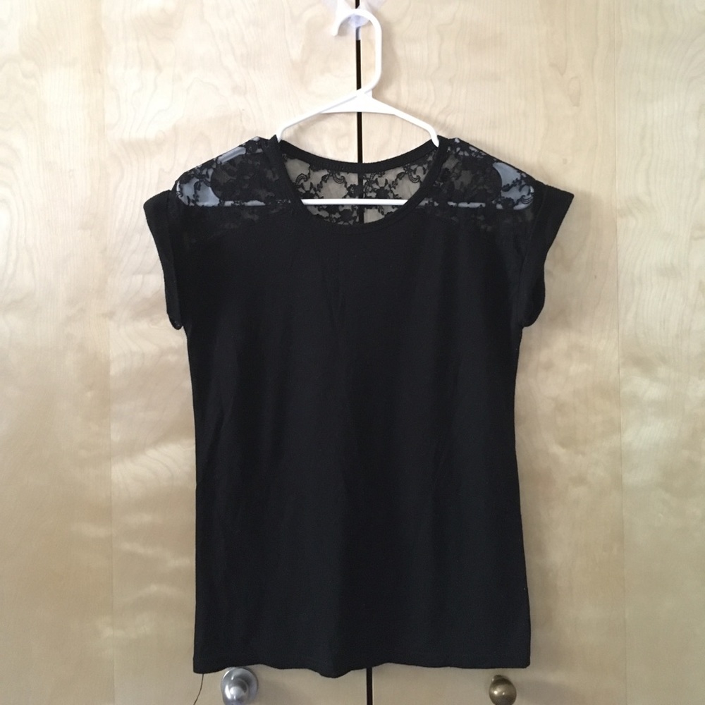 Black shirt with patterned lace