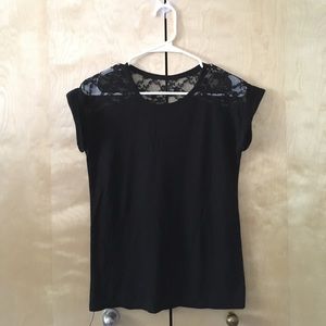 Black shirt with patterned lace