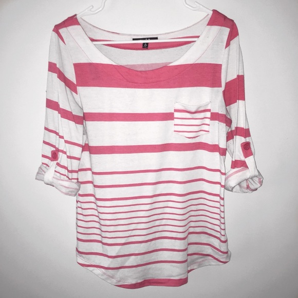 Papaya Tops - White and Pink striped Shirt!! Papaya Tops - White and Pink striped Shirt!!