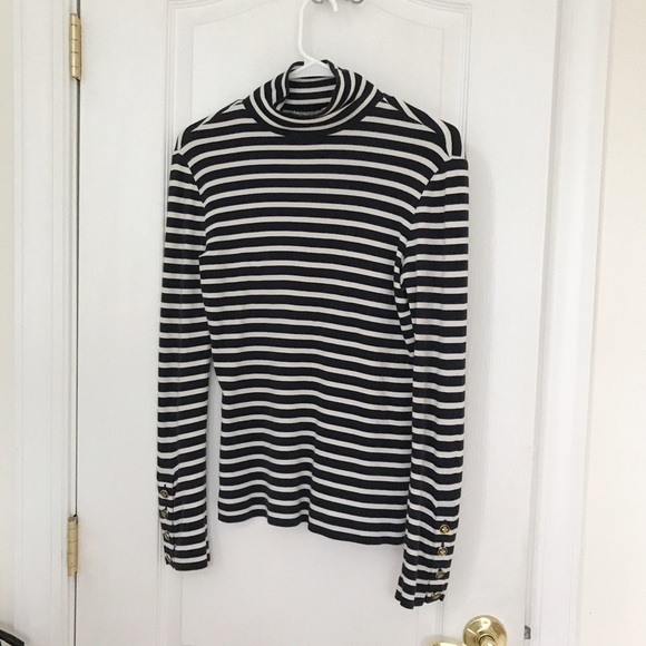 Tory Burch mock turtleneck navy white stripe XS - Picture 1 of 4