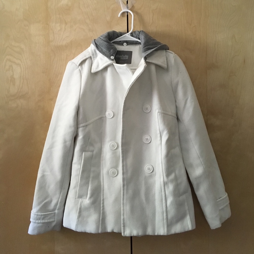 White trench coat with hood