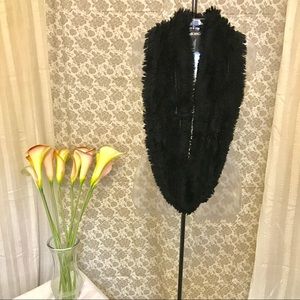 Black Stretchy Fur-Like Infinity Scarf