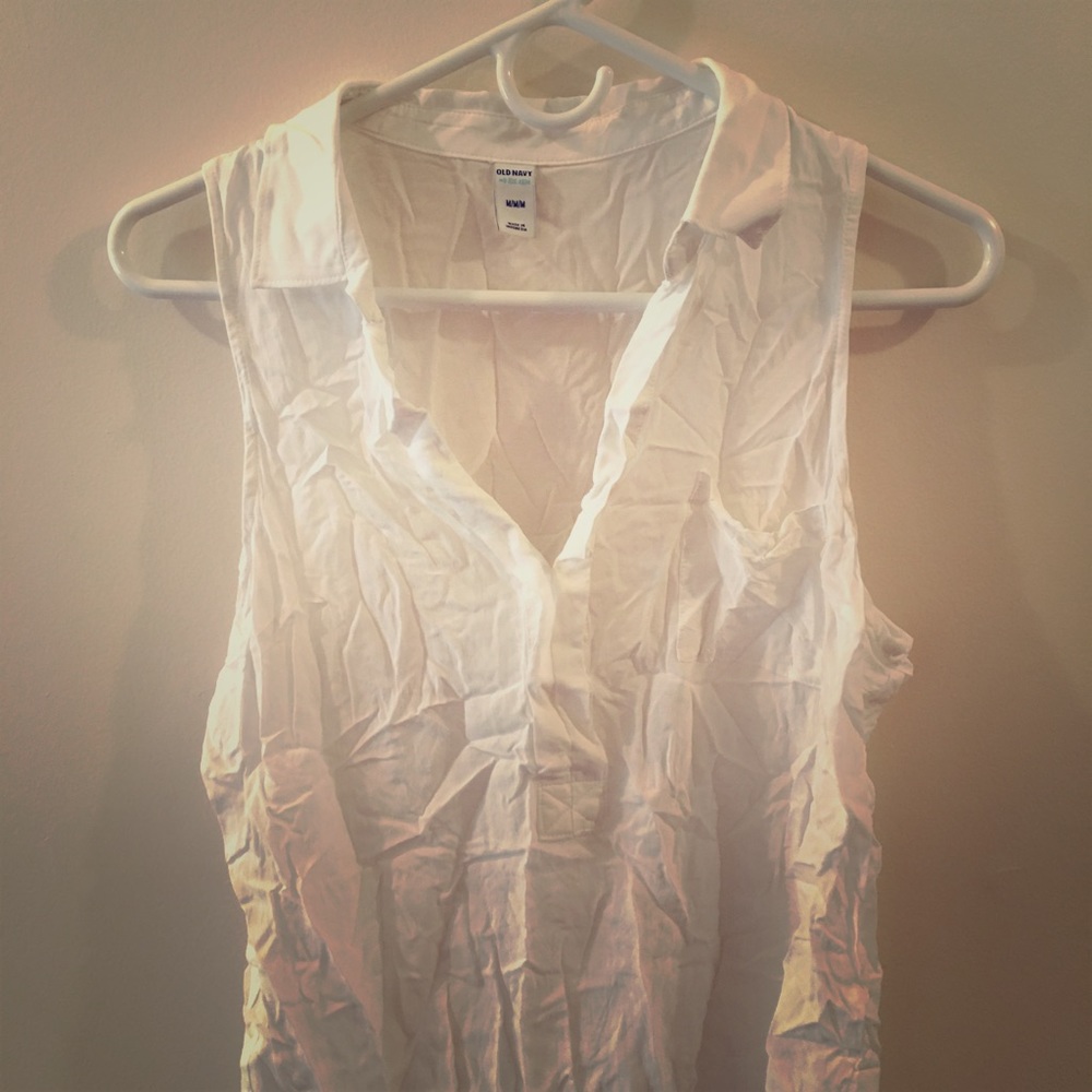 White Collared Tank Top