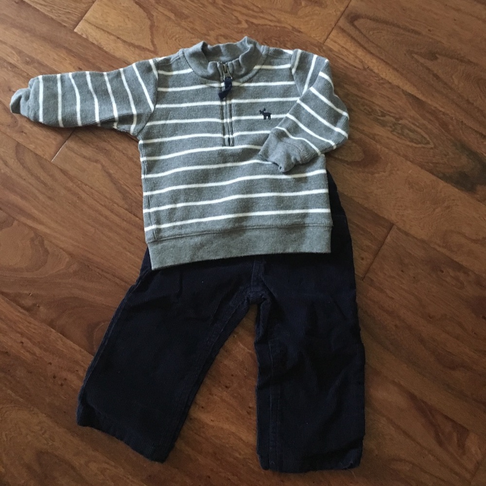 Carter's sz 9mo gray & white stripe long-sleeve