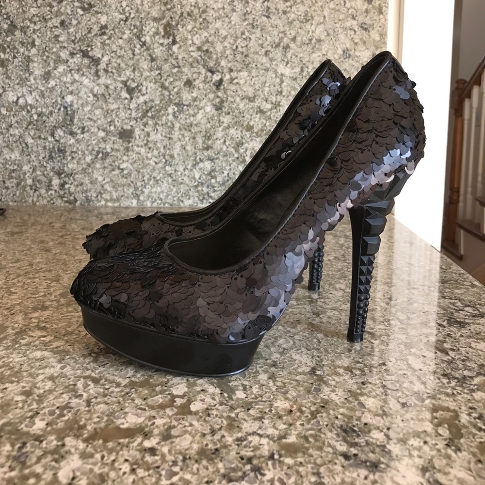 Rachel Roy Sequin Black heels