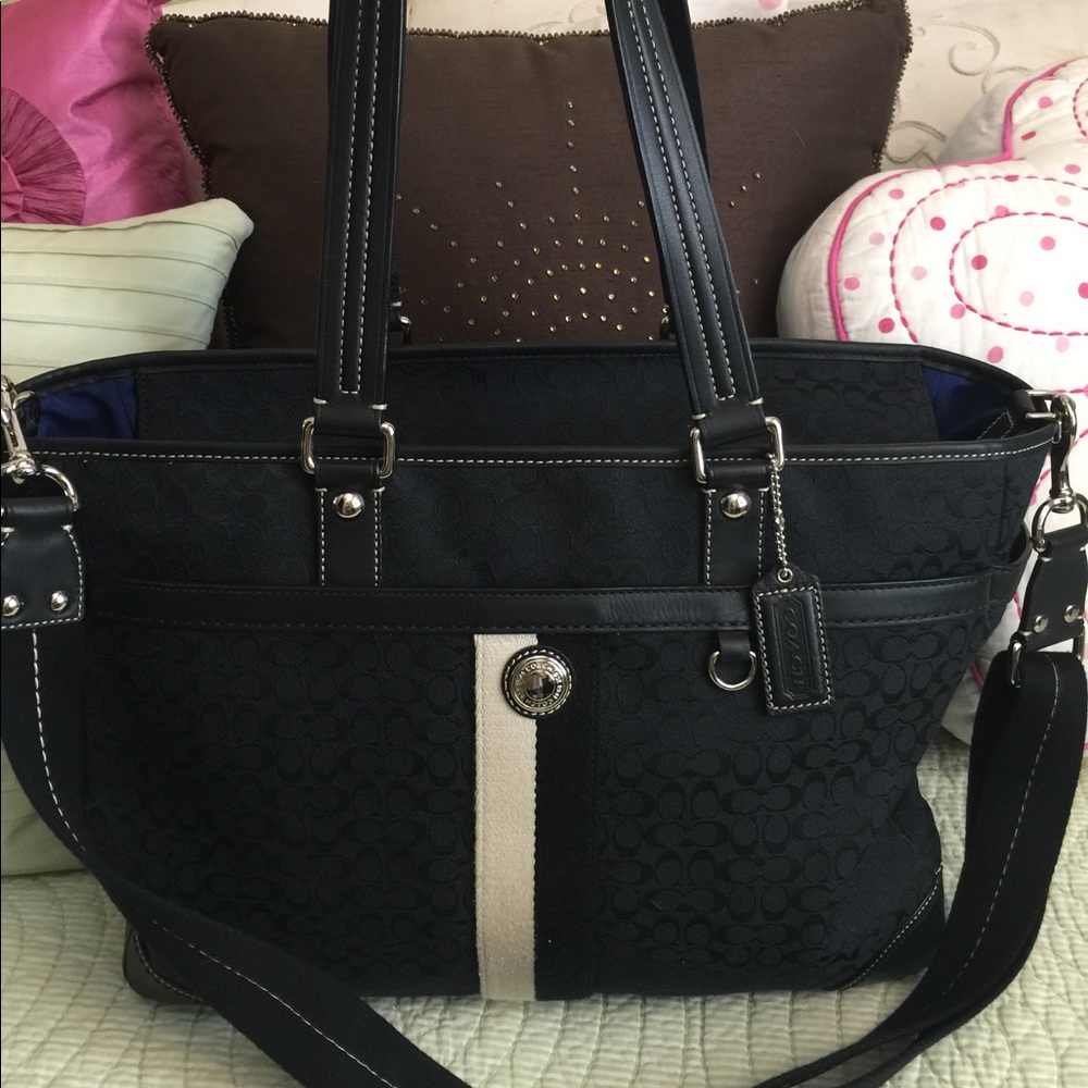 Black Coach Diaper Bag Purple Satin Interior