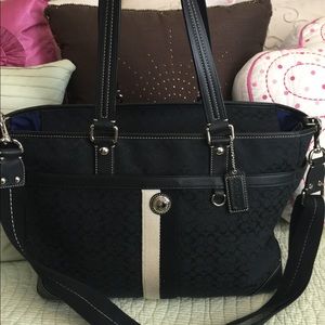 Black Coach Diaper Bag Purple Satin Interior