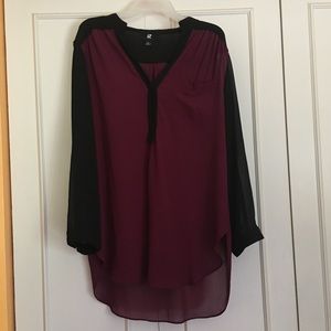 Iz Byer Maroon & Black L Blouse