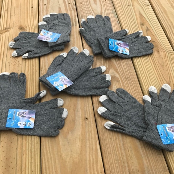 Lot of 5 Gloves Touchscreen Winter Acrylic Gray - Picture 7 of 7