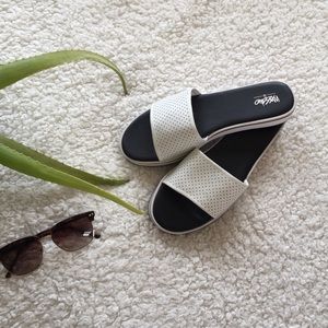 White band slip on sandals