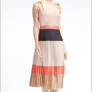 Banana republic, color block, pleated, midi dress