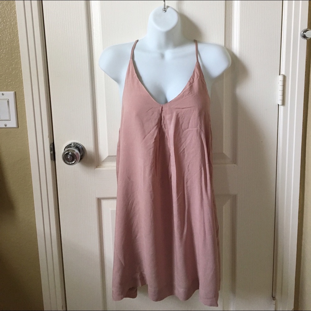 UO Silence + Noise Dusty Pink Y-neck strap Dress